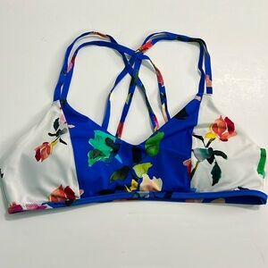 Athleta Floral Strappy Padded Sports Bra L